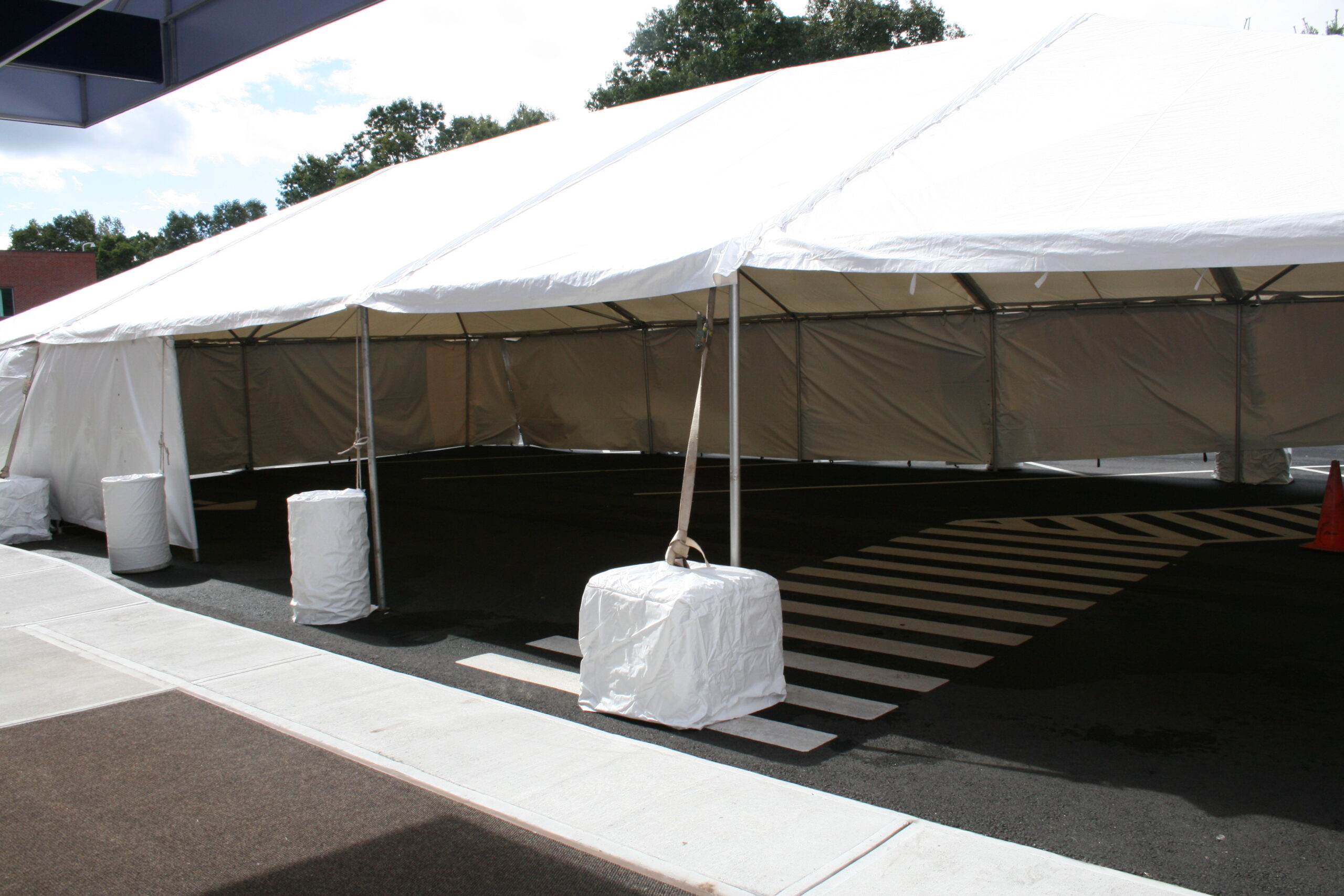 White tent on a road