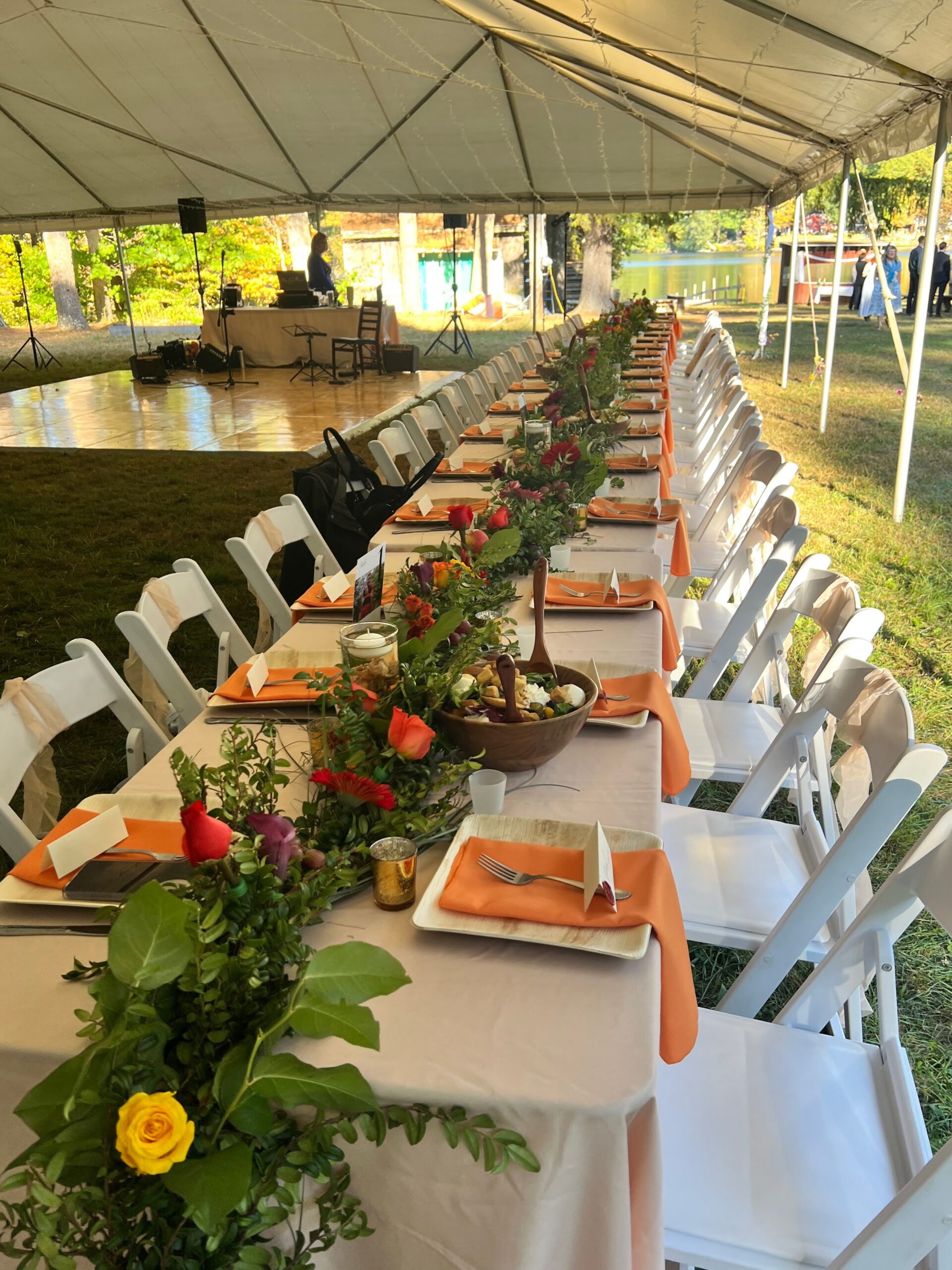 Tables with flower ornaments