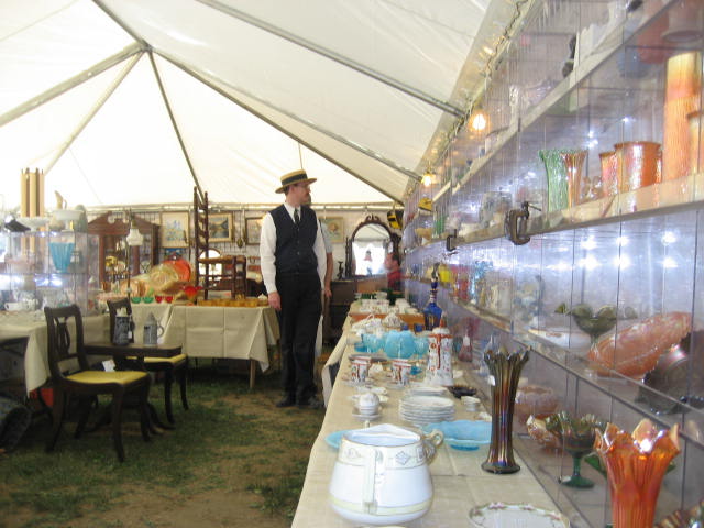 Tent with displayed collections